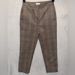 Sandro Paris Pants Women’s Size 36 (small) Plaid Pattern Brown Red Work EUC